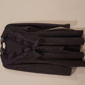 A'reve Button Front Sweater Dress with Crochet Detail/Longsleeve Cardigan